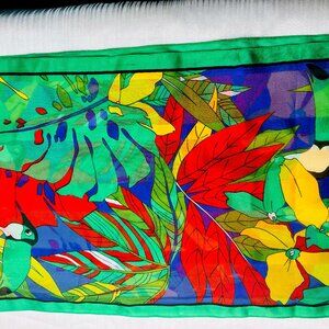 Vintage 100% Natural Handmade Silk Scarf — Hand-Painted